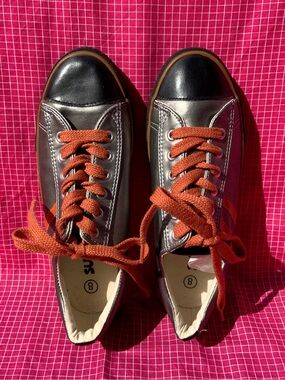 Y2K Sunwave Metallic Sneakers With Orange Laces - Size 8US Women’s